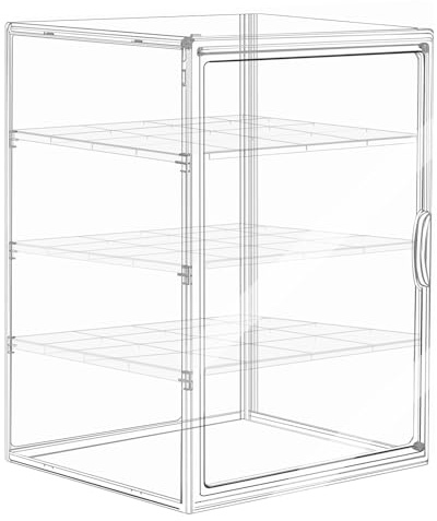 Bostar Vitrine Acrylique pour Collection, Boîte de Rangement Transparente Anti-Poussière avec Porte Magnétique et Panneaux Amovibles, Showcase pour Mini Figurines, Objets de Collection (40x30x25cm)