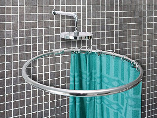 ALU RINGSTANGE Weiß RUND Ø 80 cm DUSCHVORHANGSTANGE WINKELSTANGE FÜR DUSCHVORHANG Dusch Ring Vorhangstange