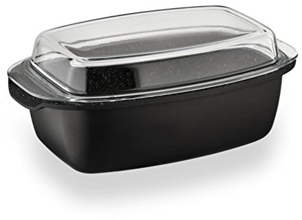 Barazzoni Le Cotture Speciali Casseruola Ovale con Coperchio in Vetro Temperato, cm 40x22, Alluminio Pressofuso con Rivestimento Marmotech a 5 Strati. Made in Italy.
