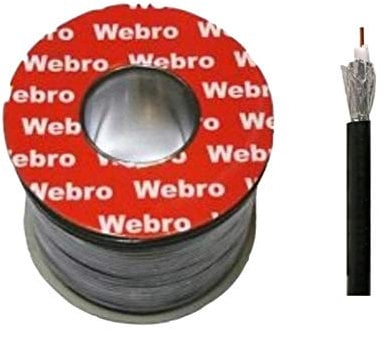 Webro - Cable coaxial (50 m, RG6, digital, para antena y televisión por satélite), color negro