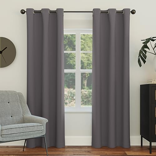Sun Zero Easton Energy Saving Blackout Grommet Curtain Panel, 40 x 84, Charcoal