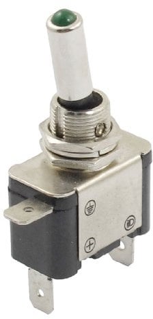 sourcing map Interruptor Conmutador DC 12V 20A 3 Terminal SPST ON/OFF Verde LED Luz de Cierre