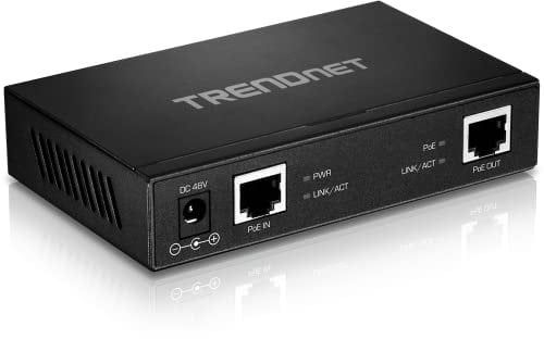 TRENDnet, TPE-E110, Extensor/Amplificador Gigabit PoE+, 1 Puerto de Entrada Gigabit PoE+, 1 Puerto de Salida Gigabit PoE, Alcance de 100 m (hasta 200 m)