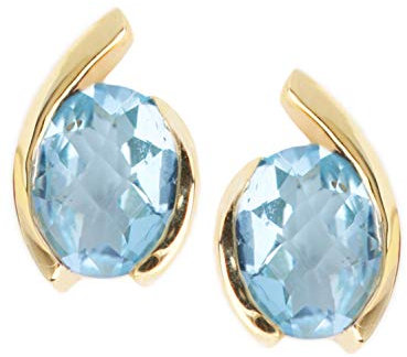 My Gold Blautopas Ohrringe Echtes Gelbgold 585 Gold (14 Karat) Topas 10mm x 7mm Bellina O-05796-G401-BLU