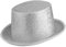 dressforfun 901029 Unisex Glitzer Zylinder Show Hut, nach oben gewölbte Krempe, stabile Form - diverse Farben - (silber | Nr. 304582)