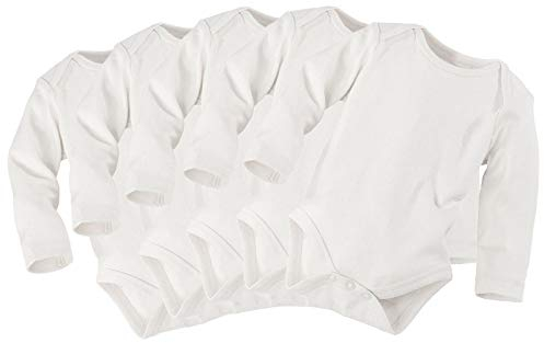 Bio Baby Langarmbody 100% Bio-Baumwolle (kbA) GOTS zertifiziert, 5er Set, Weiß, 86/92
