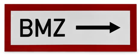 Betriebsausstattung24® Hinweisschild „BMZ, rechts“ - 29,7 x 10,50 cm - Weich-PVC-Folie, selbstklebend - Hinweise für die Feuerwehr - Brandschutz-Erstausstattung nach DIN 4066-D1