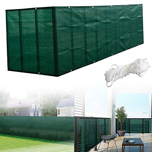 Balkon Sichtschutz 100 cm Hoch, Grün Balkonumspannungen HDPE Balkon Sichtschutz Zaunblende Schattiernetz, UV-Stabilisiert, Wetterfest, für Gartenanlagen, Camping und Freizeit,1x8m