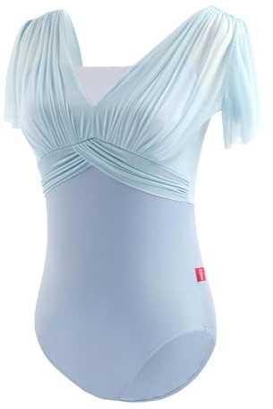 Daydance Grüner Tanzanzug für Damen, Teenager, Mädchen, Lyrical Ballett-Body mit verstellbaren Trägern, Blau, M