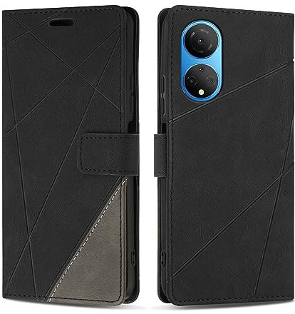 SONWO Etui Coque pour Honor X7, Protection Housse en Cuir PU Portefeuille Livre pour Honor X7, Emplacements Cartes, Fonction Support, Noir