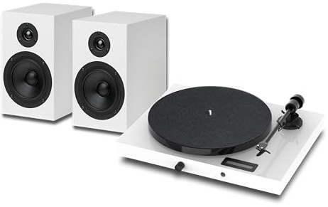 Pro-Ject Juke Box E1 HiFi Set, Audiophile turntable system with speakers (White)