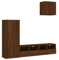 vidaXL Wohnwand 4-TLG., Schrankwand mit viel Stauraum, Wandmontage Anbauwand Fernsehschrank, Wohnzimmer Set Wandschrank, Braun Eichen-Optik Holzwerkstoff