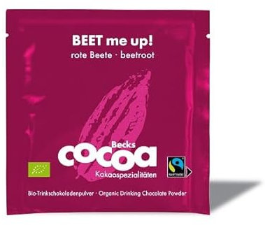 Becks cocoa™ Beet Me Up – Fairtrade Kakao – Veganes Bio Kakaopulver mit Rote Beete Extrakt für eine aromatische Trinkschokolade – Ideal für Heiße Schokolade, 25g Sachet