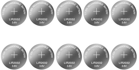 Pack Of 10pcs Rechargeable Button Cell Batteries 3.6V 40mAh LIR2032 LIR 2032 Coin Cells For Remote Devices 3.6V 40mAh LIR2032 LIR 2032 Lithium Rechargeable