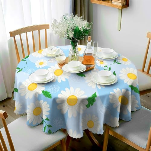 JhcsDy Tischdecke Rund 150 cm Florals Outdoor-Tischdecken Gartentischdecken Abwaschbare Tischdecke Table Cloth für Küche, Esstisch, Couchtisch, Parteien, Abendessen