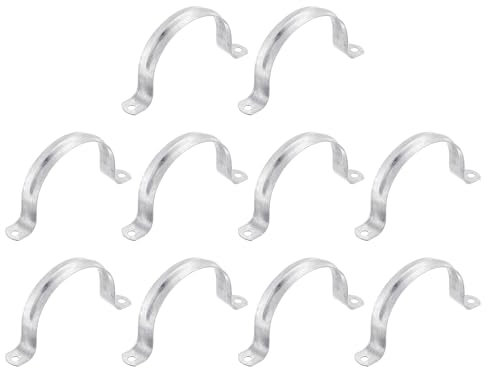 sourcing map 10 correas rígidas para tubo de 75 mm de diámetro exterior, abrazadera de tubo de tensión de acero al carbono de 2 agujeros, clip de tubo de soporte en U para fijación de tuberías o