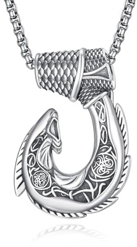 KATHLU Hawaiian Fish Hook Pendant Chain Maori Tribal Necklace Vintage Nautical Jewelry Gifts for Men Women