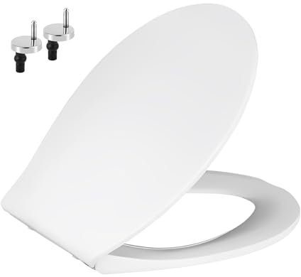 ZEN ZONE Soft Close Toilet Seat – Quick Release, Easy Clean, Family Toilet Seats, ABS cylindering, Universal Oval Fit, Steel Hinges, White, 44.5 x 36cm