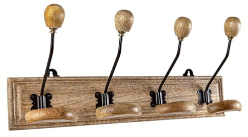 Romimex Wandgarderobe Natur Holz Metall 48 x 22 x 12 cm