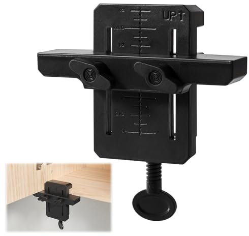 Cabinet Door Installation Positioner,Adjustable Cabinet Hinge jig, Door Hinge jig,Versatile Hardware Jig Woodworking Tool for Most Cabinet Doors (black-1pcs)