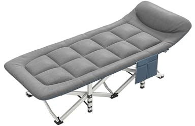 Klappbett, Klappbett für die Mittagspause im Büro, Klappbett, seitliche Aufbewahrungstaschen, geeignet für Camping im Freien, Büro, Zuhause, im Freien, mit Deckenfarbe, mit Decke