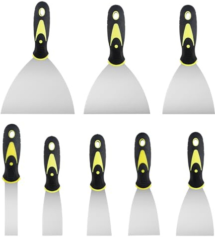 8 stycken spatelset, ytspatel, gipsverktyg, rostfritt stål målerispatel med plasthandtag, putty kniv, spatel, skrapa palettkniv, repor (1/1,5/2/2,5/3/4/5/6 tum;)