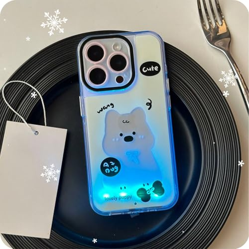 GXJIXf Christmas Light-Up Phone Case, Incoming Call LED Flash case, Cute Merry Christmas Phone Case, for iPhone 17/16/15/14/13 (15pro,Dog)