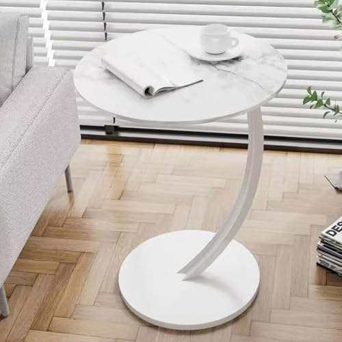 Beistelltisch, Kleiner Beistelltische C Form, Couchtisch Rund, Runder Tisch Für Couch Und Sofa, Sofatisch In Nussbaum Holz, Abstelltisch, Wohnzimmertisch(C)
