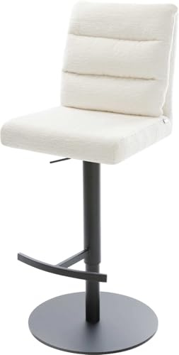 DELIFE Barstuhl Pela-Flex Drehfuß höhenverstellbar Metall Schwarz Bouclé Soft Beige