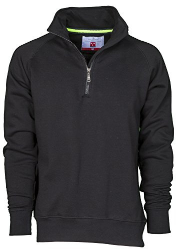 CHEMAGLIETTE! Felpa Da Lavoro Maglia Felpata Cotone Con Mezza Zip In Tinta Payper Miami +, Colore: Nero, Taglia: S