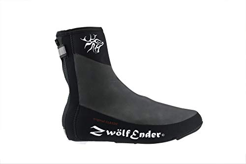 Zwölfender Classic schwarz Größe L Winddichte, wasserdichte und wärmeisolierende Neopren-Überschuhe für Herren und Damen | Schuhüberzug Kälteschutz Thermo Überschuhe Rennrad MTB