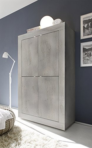 BASIC PINO Highboard, Holz, grau, 102 x 43 x 162 cm