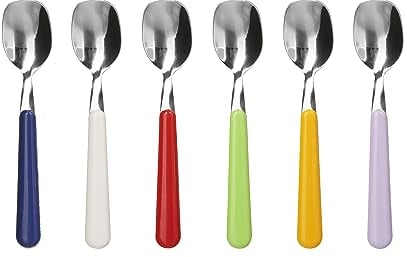 EME Set cucchiaini in Acciaio, 6 Pezzi Multicolore Posate Tavola