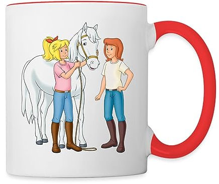 Spreadshirt Bibi Und Tina Kümmern Sich Um Sabrina Tasse Zweifarbig, One size, Weiß/Rot