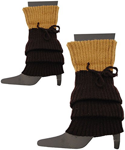 alles-meine.de GmbH Beinstulpen - dunkel braun mit Kante - incl. Name - 43 cm - lange Beinwärmer/Stulpen für Beine - gestrickt - Beinstulpe - Legwarmers - Strick Stulpen / ..