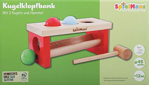 Spielmaus Holz Kugelklopfbank 24x11x10cm
