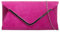 fi9® Pochette in camoscio tinta unita per matrimoni, serate, feste, borsa a mano, Rosa fucsia, medium