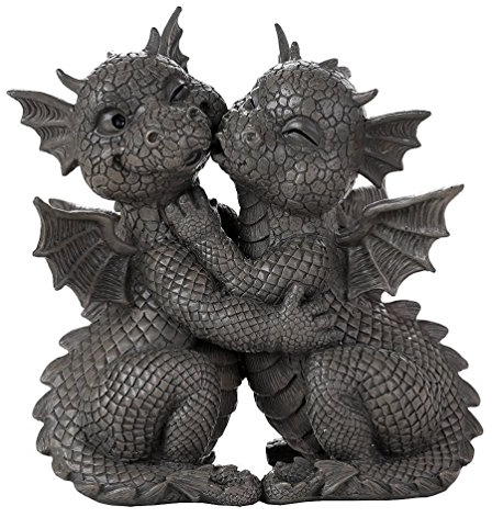 Pacific Giftware Gartenfigur Süßes Drachen Paar küsst Sich 25 cm - Gartendrache Fantasy Deko Statue