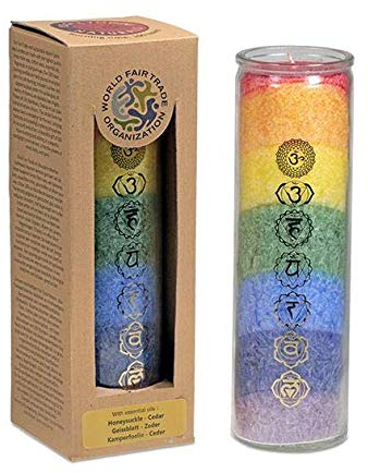 Kerze der 7 Chakren mit ätherischen Ölen
