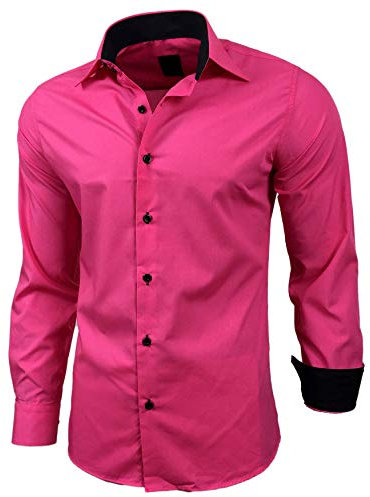 Baxboy R-44 Chemise à manches longues pour homme Coupe ajustée Repassage facile Pour costume et occasions professionnelles, mariage, loisirs - Rose - XXXL