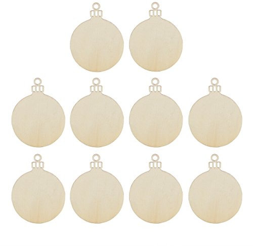 LEORX de madera redonda de bolas de Navidad árbol de Navidad adorno colgante decoración regalo etiqueta formas – 10 piezas