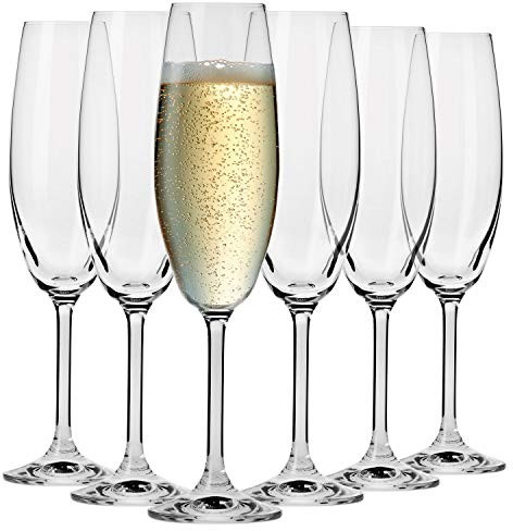 Krosno Flute Cristal de Champagne Verre | Lot de 6 | 200 ML | Collection Venezia | Parfait la Maison, Les Restaurants, Les Fêtes | Lavable au Lave-vaisselle