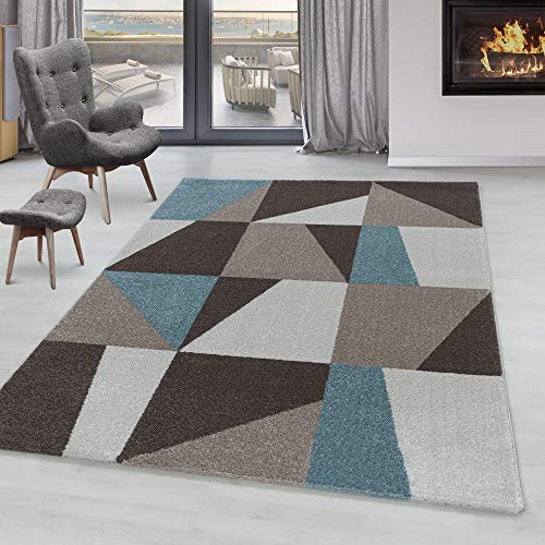 SIMPEX Kurzflor Teppich, Ombre Design, Teppich Blau, 140 x 200 cm, Teppich modernen Stil, Teppich Wohnzimmer