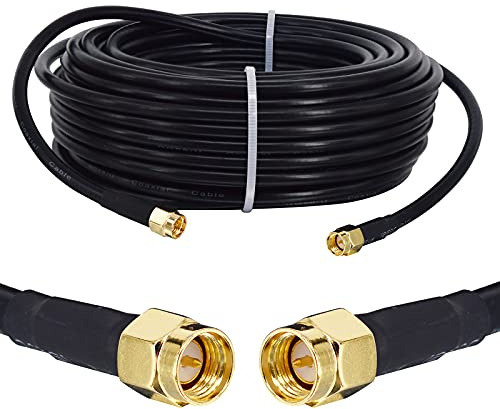 Boobrie 15M Cable Coaxial RG58 Mejorado SMA Macho Macho Cable de Conector SMA Macho a SMA Macho Cable Antena SMA Macho a Macho Baja Pérdida Para 3G 4G LTE Antena GPS Arafoudre Antena WiFi(no para TV)