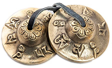 Tingsha Becken Glocken – einfach zu spielen – Meditation Achtsamkeit Glocke für Chakra Heilung Klang Bad spirituelle Geschenke handgefertigt tibetisch von Himalayaar (Oh Mani)