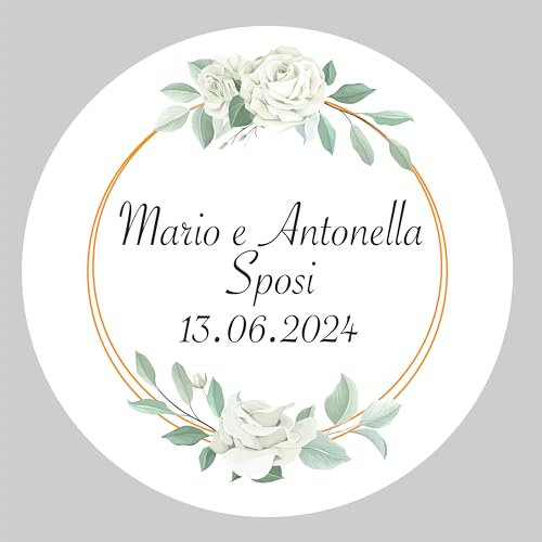 100 Tag Adesivi personalizzati per matrimonio, con nome e data, etichette adesive per sposi,nozze, wedding -(foto)