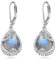 Labradorit Ohrringe für Damen 925 Sterling Silber Filigran Labradorit Tropfen Ohrringe Leverback Schmuck Geschenke (N-Labradorit)
