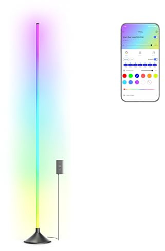 Matosio Luxy Lampadaire sur Pied Salon LED RGBIC Connecté WIFI, Contrôle APP Compatible Alexa et Google Assistant, 16M Couleurs Ambiance, 546 Perles de Lampe, Noir