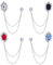 GORGECRAFT 4 Farben Strass Kettenbrosche Silber Quaste Broschen Pin Flach Oval Kristall Kragennadeln Für Männer Anzug Kragen Kette Brosche Dekoration Metall Brosche Clips Smoking