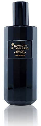 Royalty By Maluma Onyx Body Spray, 8 oz - Luxurious Long-Lasting Perfume for Men - Fougere Amber Wood Fragrance - Cardamon, Pear, Bergamot Top Notes - Ideal Gift for Men